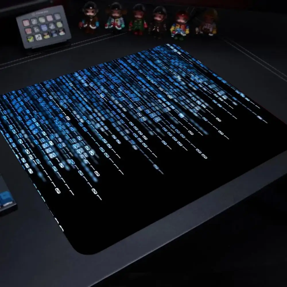 Mause Pad Gamer Rug Matrix Binary Code Mouse Pads Deskmat Desktop Table Mat Pc Gaming Computer Desk Protector Kawaii Accessories