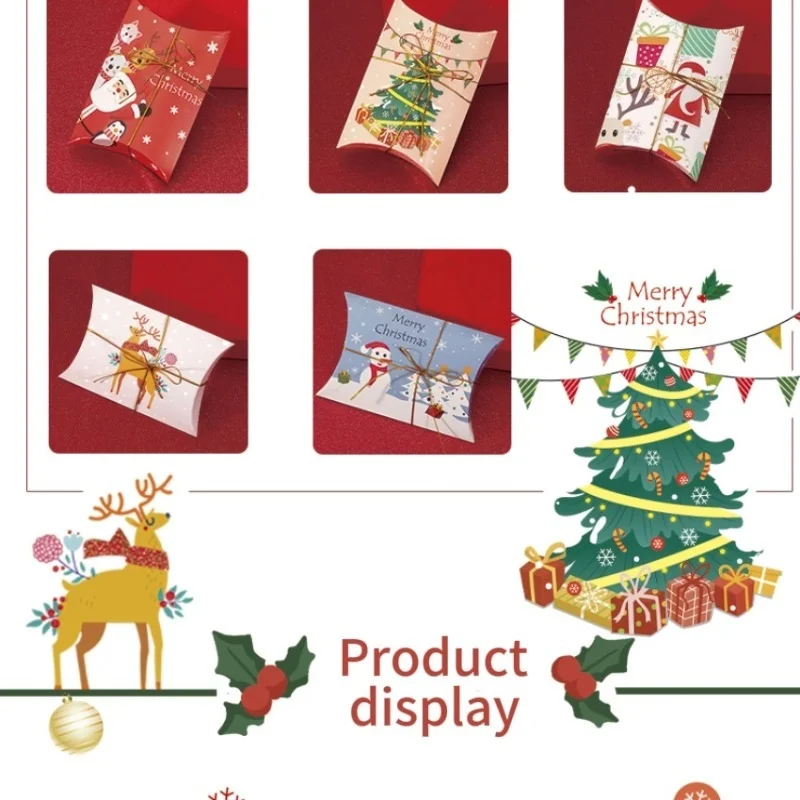 أكياس هدايا عيد ميلاد سعيد مع مقبض سانتا كلوز الغزلان نمط الورق المقوى حقيبة يد عيد الميلاد كاندي كوكي أكياس تغليف الهدايا