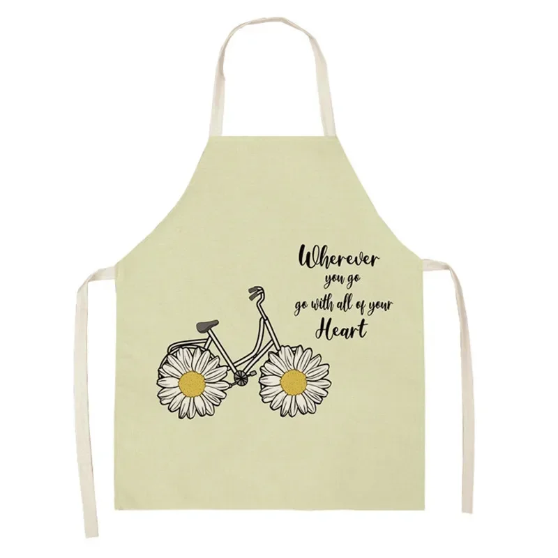 Small Daisy Print Apron Household Small Fresh Ins Wind Linen Sleeveless Kitchen Antifouling Apron Corporate Gift Customization