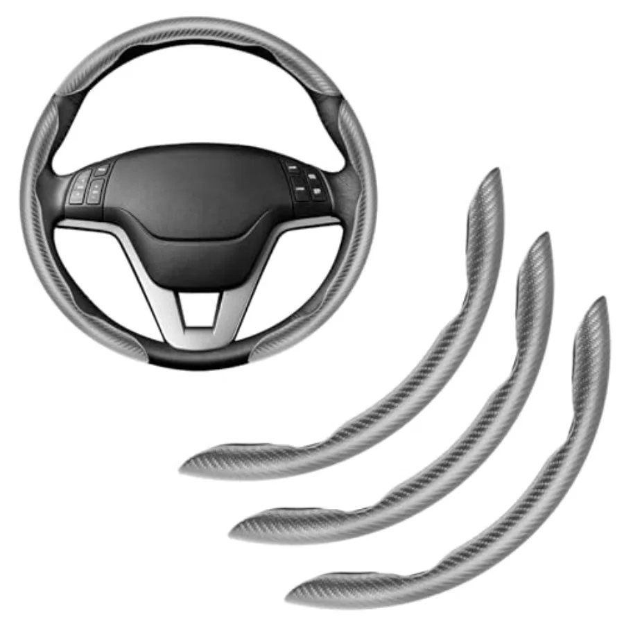 

3pcs Carbon Fiber Anti-Skid Steering Wheel Cover Waterproof and Segmented Butterfly Design Universal 99% Vehicle Wheel Cover Pr