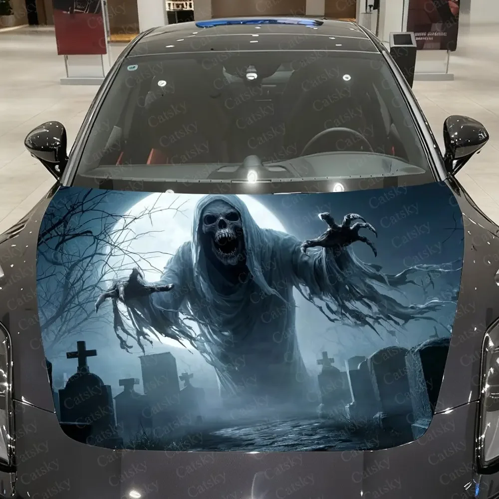 The Attacking Ghost PVC Sticker For Car Hoods, Long-Lasting Car Accessories For Hood Packaging, Gifts For Father'S Day