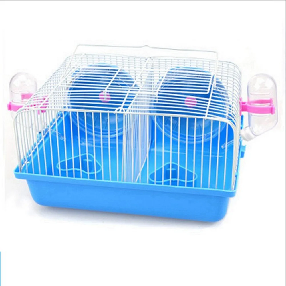 

Hamster Isolation Cage Premium Plastic Iron Wire Multi-Storey Slide Platform For Small Animals Pet House Blue