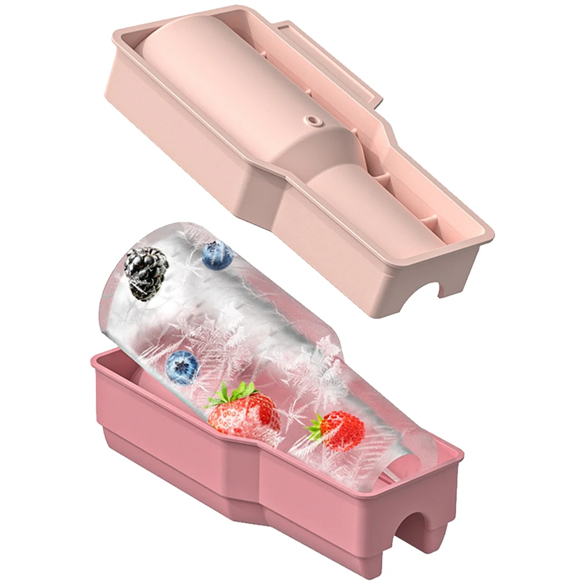 Bandeja ABJZ para vaso, 1 Uds., molde de hielo de cilindro hueco de silicona con tapa, contenedor para bebidas, zumo, whisky, cóctel