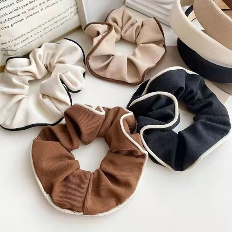 

Simple Hair Accessories Head Rope Temperament Hair Rope Women Sweet Milk Brown Large Intestine Hair Loop Hair Accessories