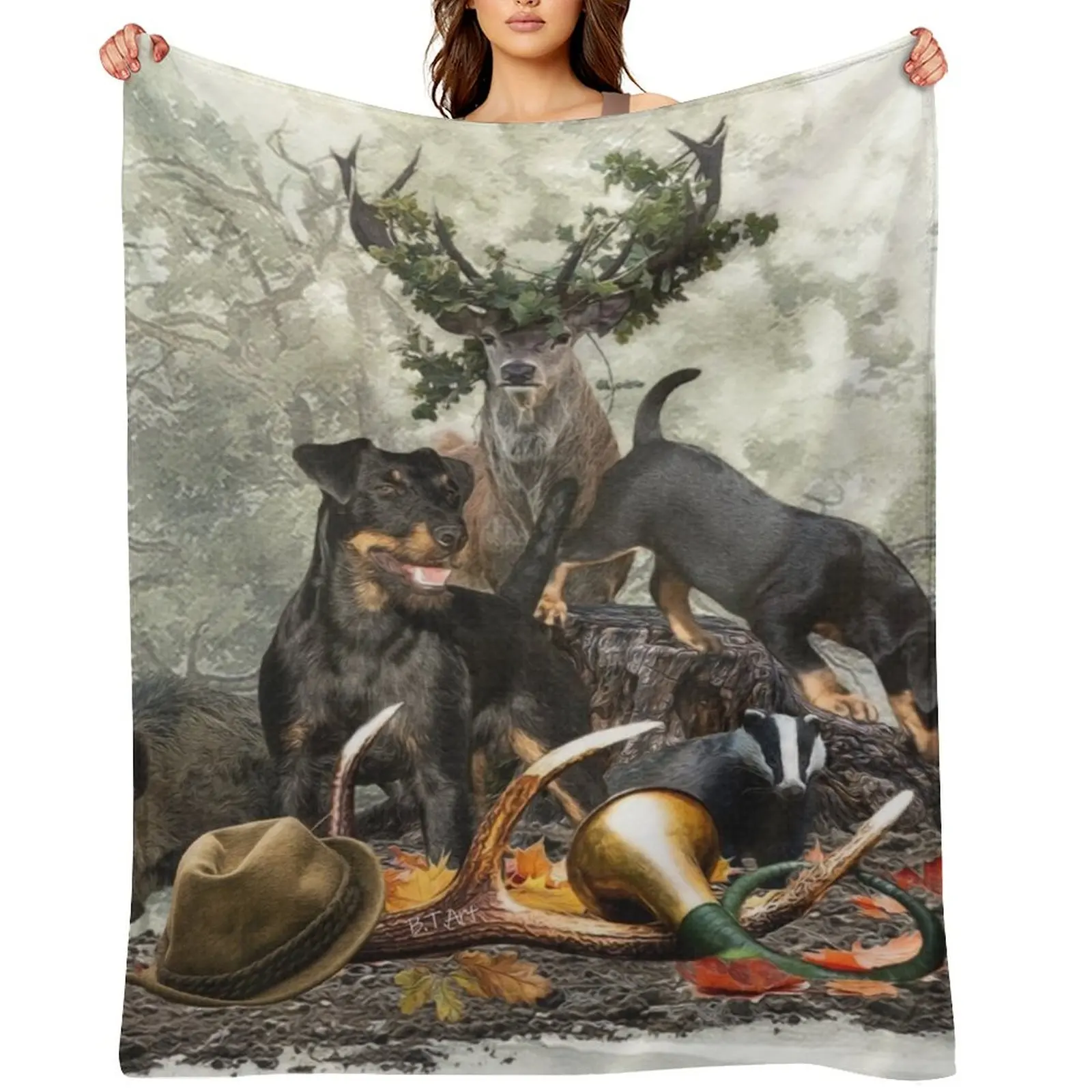 

Jagdterriers , Hunting dog Art Throw Blanket Luxury Thicken Stuffeds Luxury halloween Blankets