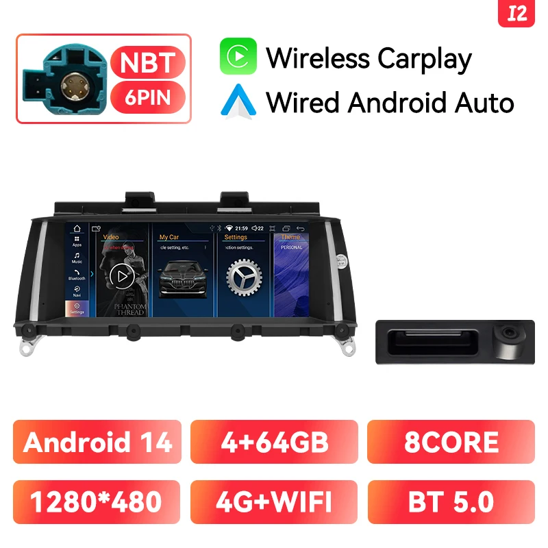 Draadloze Carplay Android 14 Auto Autoradio Voor Bmw X3 F 25 X4 F26 Cic Nbt Navigatie Ips Scherm Headunit 8Core 6G + 128Gb Gps Stereo
