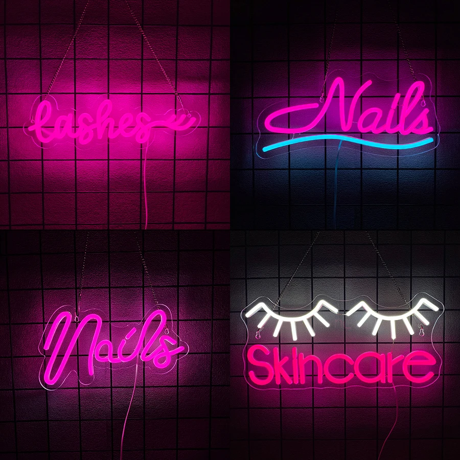 Lashes Neon Sign For Wall Decor,Light Up Sign For Bedroom,Lashes Studio,Beauty Room,Business Makeup Room Decor,Spa,USB Powered