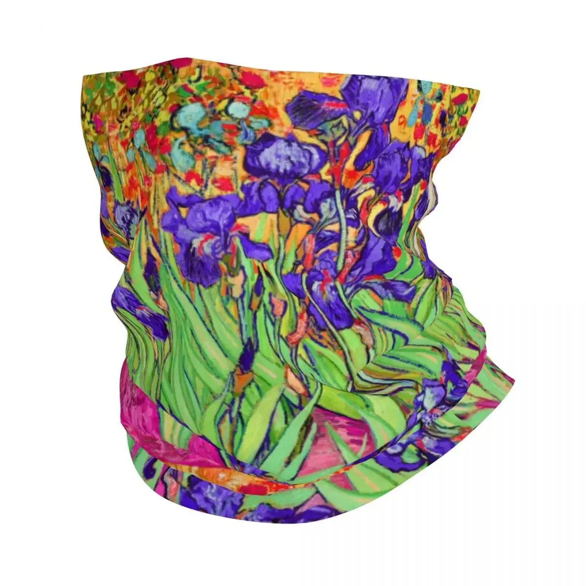 Van Gogh Irises Bandana Winter Neck Warmer Men Windproof Wrap Face Scarf for Hiking Art Painting Flowers Gaiter Headband