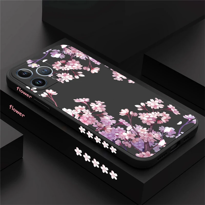 Bright Flowers Painting Pattern Phone Case For iPhone 16 Plus Pro Max Soft Silicone Shockproof Bumper Back Cover Fundas