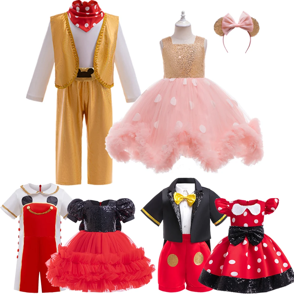 

Disney Mickey Mouse Cosplay Sets Kid Christmas Mickey And Minnie Stage Performance Costume Children Halloween Party Fancy Outfit