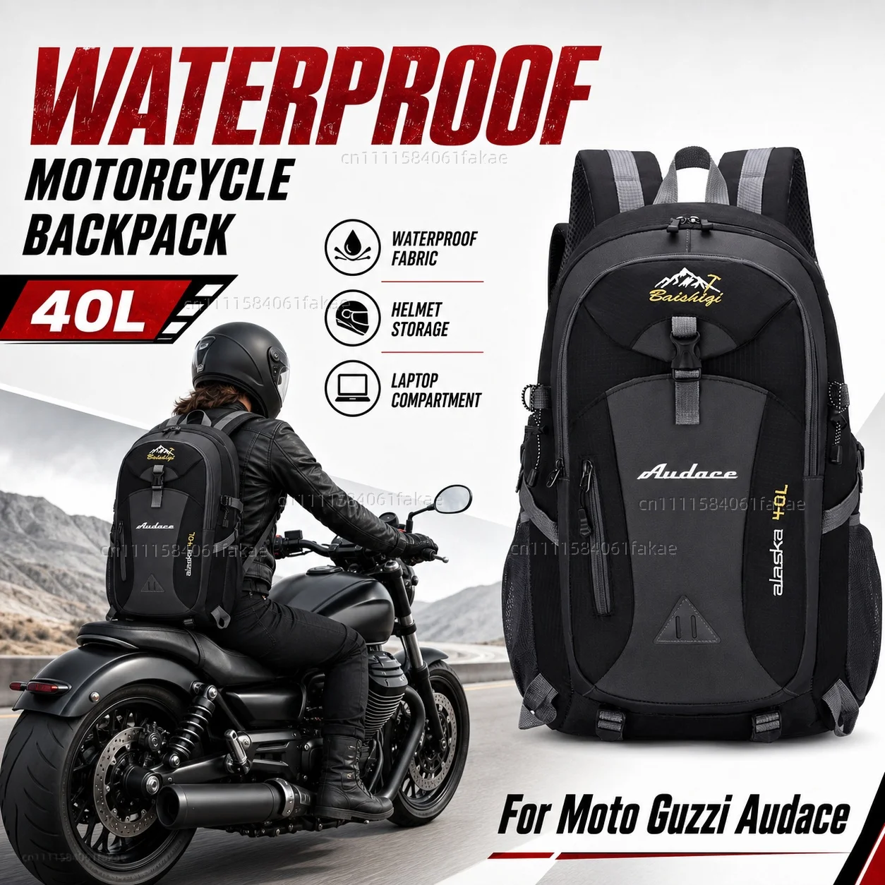 

For Moto Guzzi Audace 2015-2020 Cruiser Motorcycle Backpack 40L Waterproof Travel Backpack Outdoor Hiking Camping Daypack
