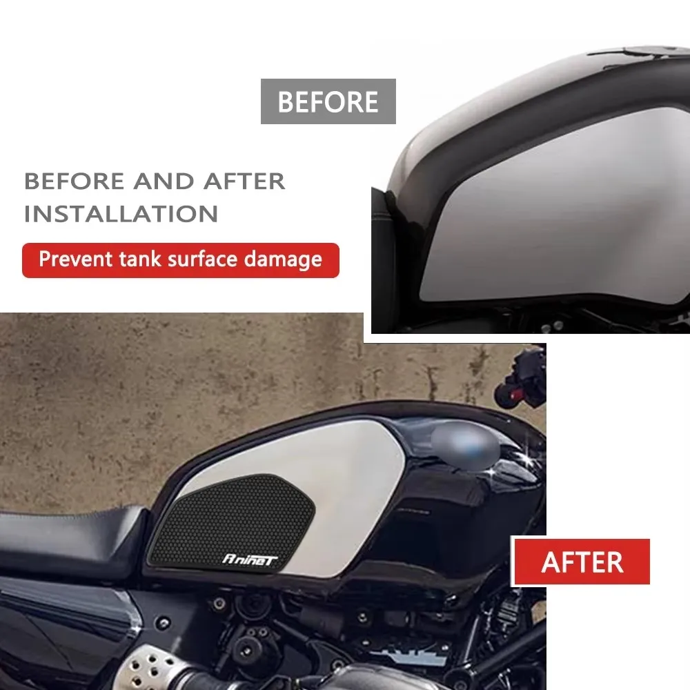 ل R12 nineT r12 تسعة T R12S 2024-2025 وسادة خزان الوقود دراجة نارية خزان الوقود وسادة خزان الوقود وسادة تثبيت المضادة للانزلاق ملصق