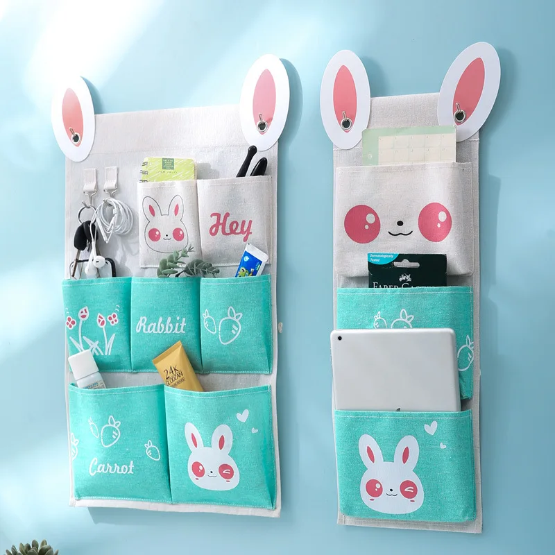 3/7 Pockets Cotton Wall Mounted Storage Bag Home Room Closet Door Sundries Clothes Hanging Bag Holder Cosmetic Toys Organizer