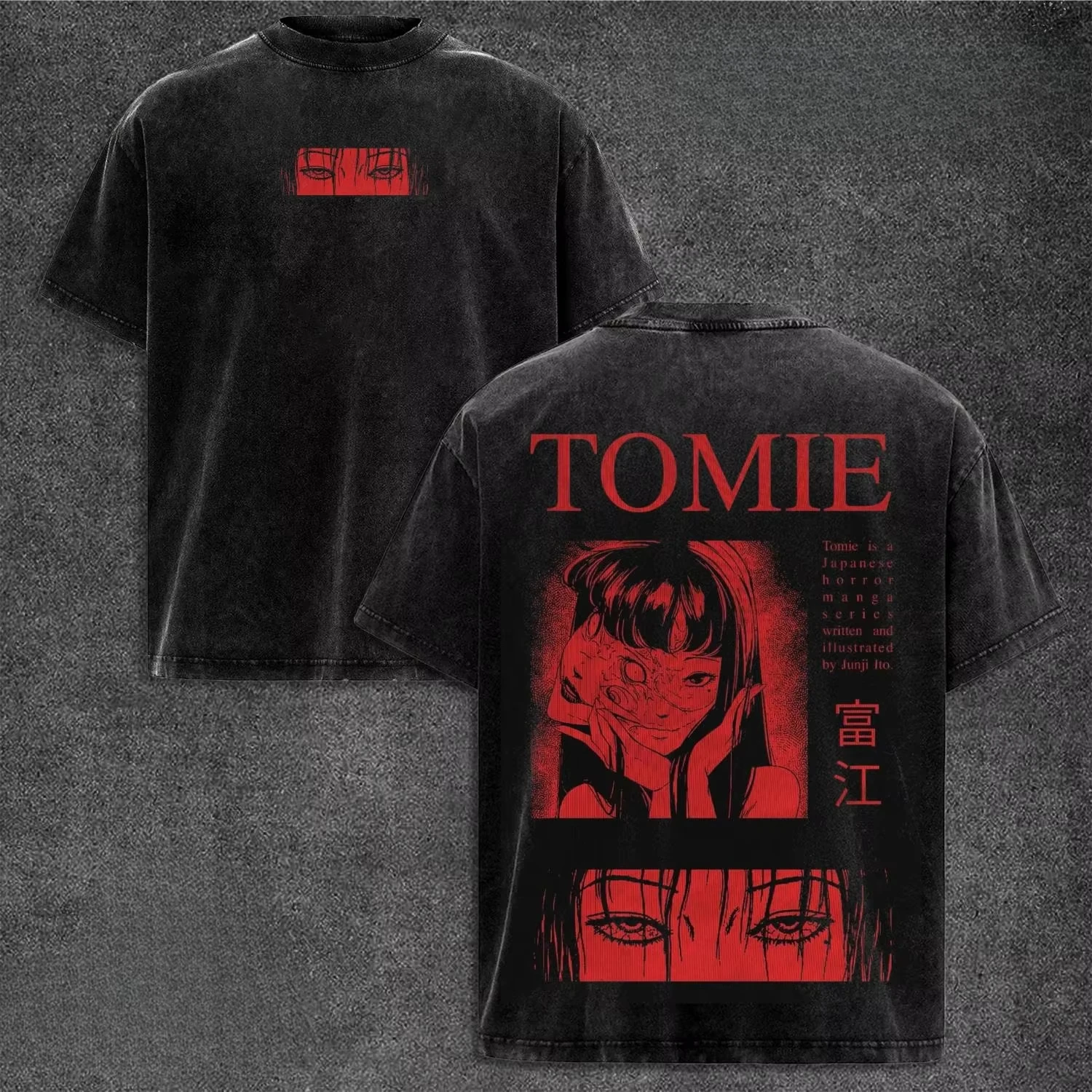 Hot Sale Tomie Junji Ito Printed Washed T-shirt Unisex Hip Hop Streetwear Harajuku T-shirt Y2K Gothic Cotton Oversized T-shirts