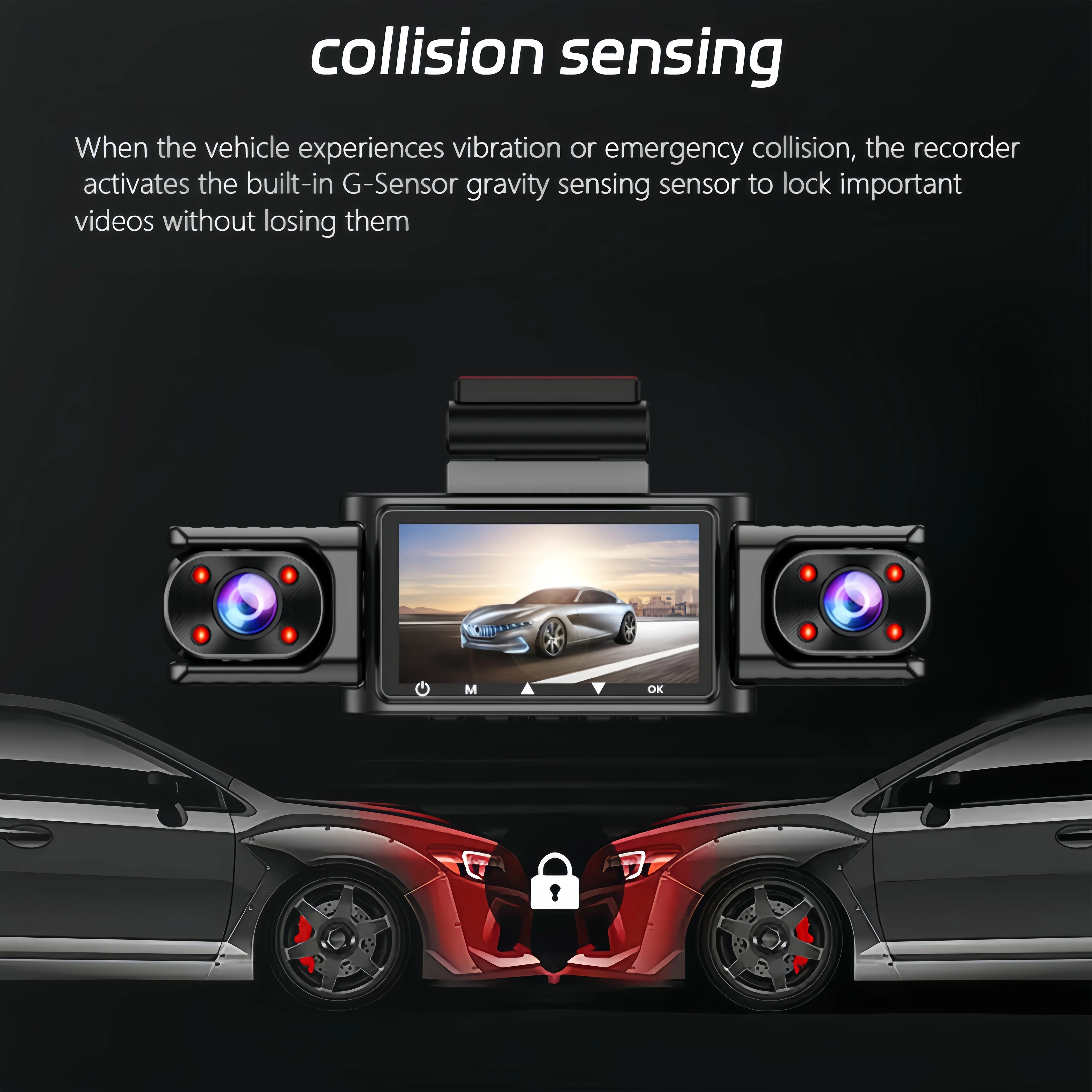 3/4-Kanal-WiFi-Dashcam, Weitwinkel, Nachtsicht, G-Sensor, Park- und Loop-Aufnahme, universell für verschiedene Fahrzeuge – Detail 2
