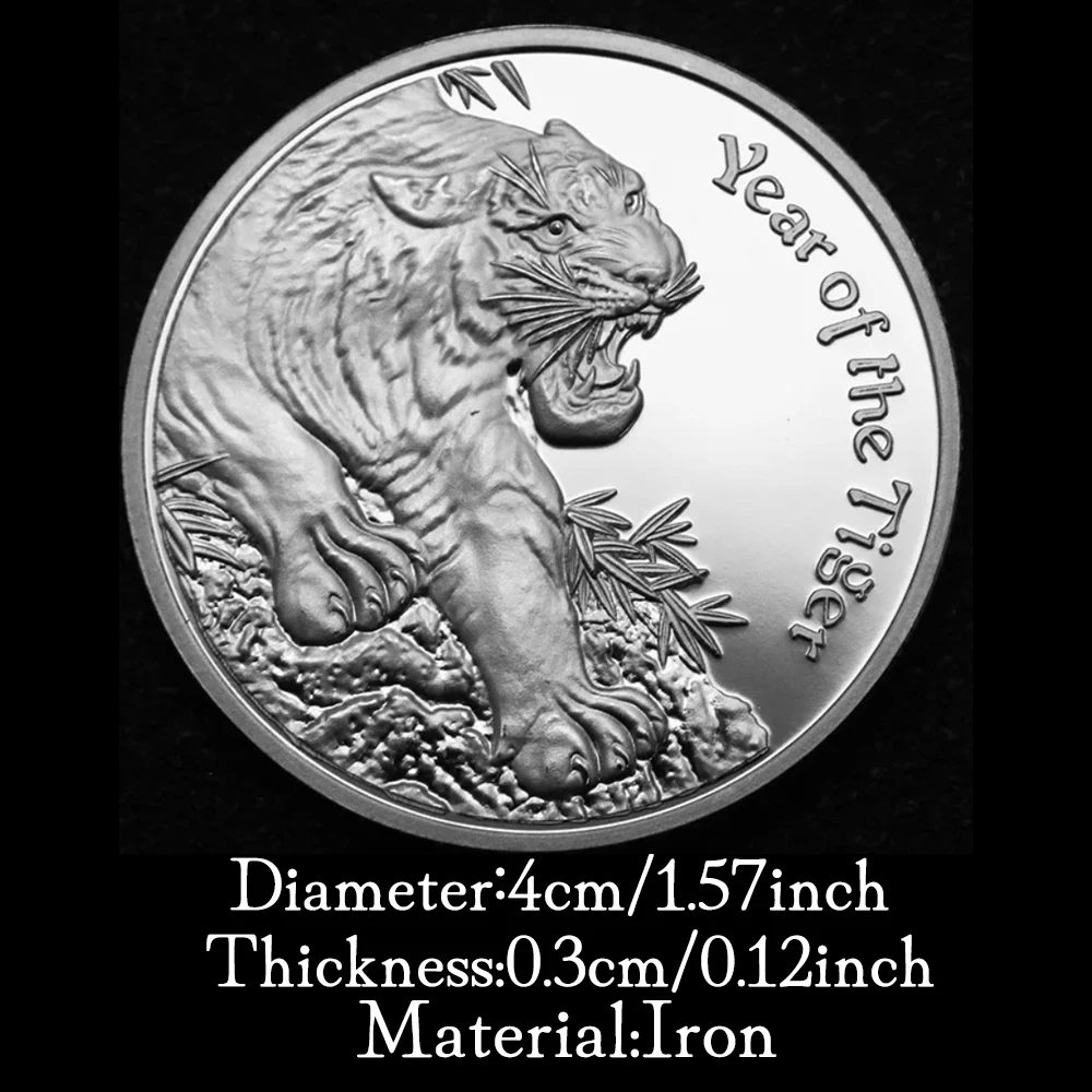 Tiger New Year Decorations 2022 Gold Plated Souvenirs and Gifts Home Decor Commemorative Coin Twelve Zodiac Lucky Coin