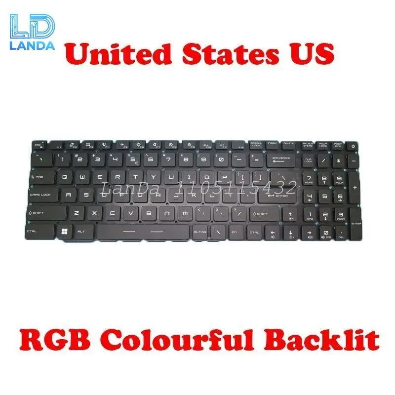 US Keyboard For MSI GE77HX RGB Backlit Black Laptop