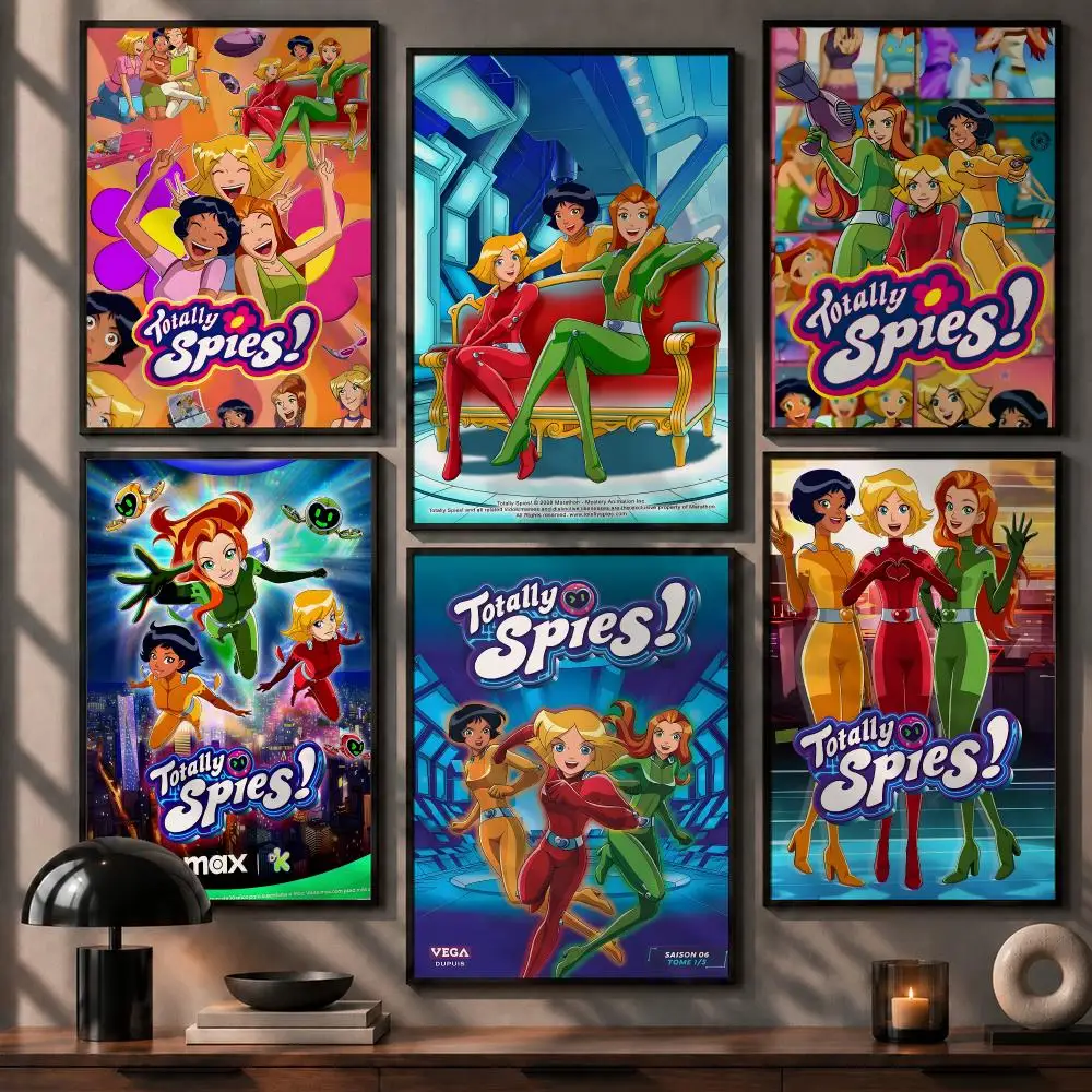 Trending Animation Totally Spies! Poster No Glue Residue Self-Adhesive Art Poster Wall Decor for Bedroom Living Room