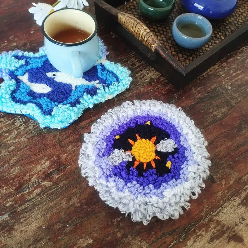 

Набор для вышивания крючком (пунч-нидл) «Мох»: креативный комплект для рукоделия, вязания ковриков и подставок, вышивка шерстью, декор для дома, подарок