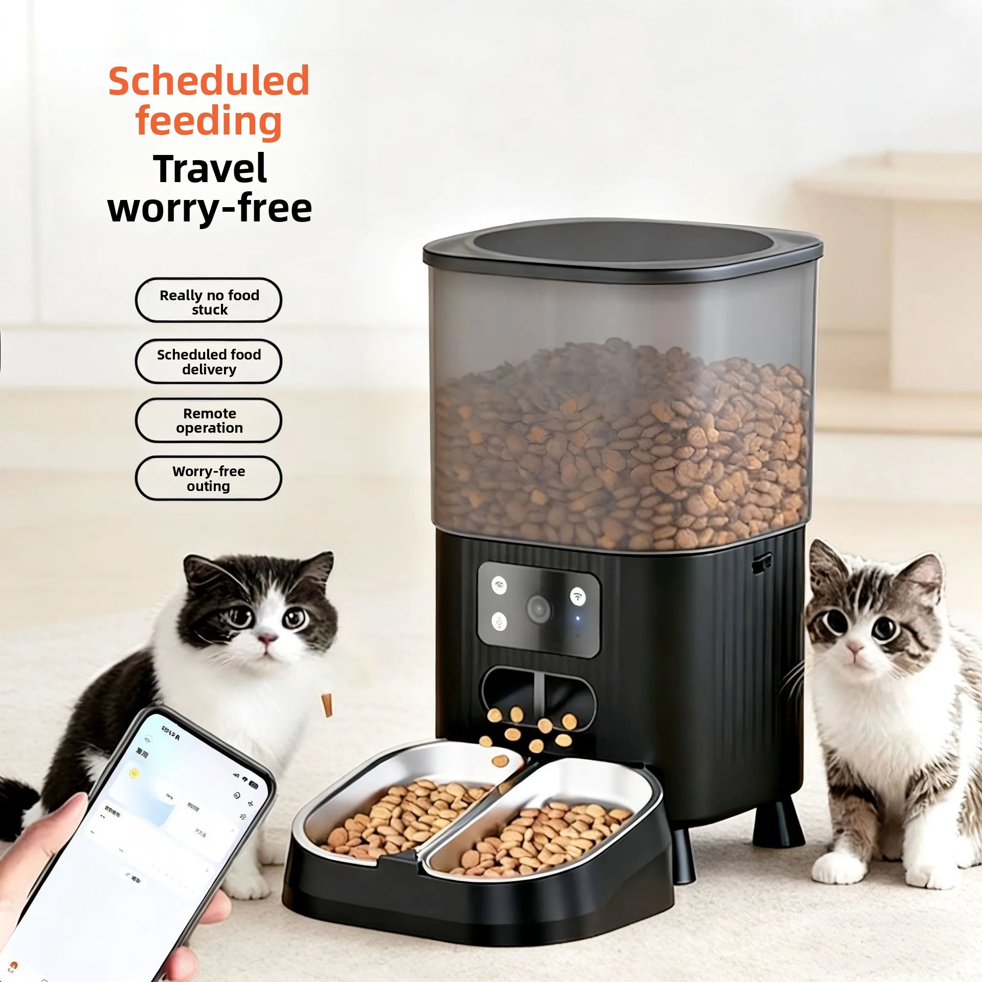 New video pet intelligent automatic feeder with remote monitoring, timed and quantitative feeding machine