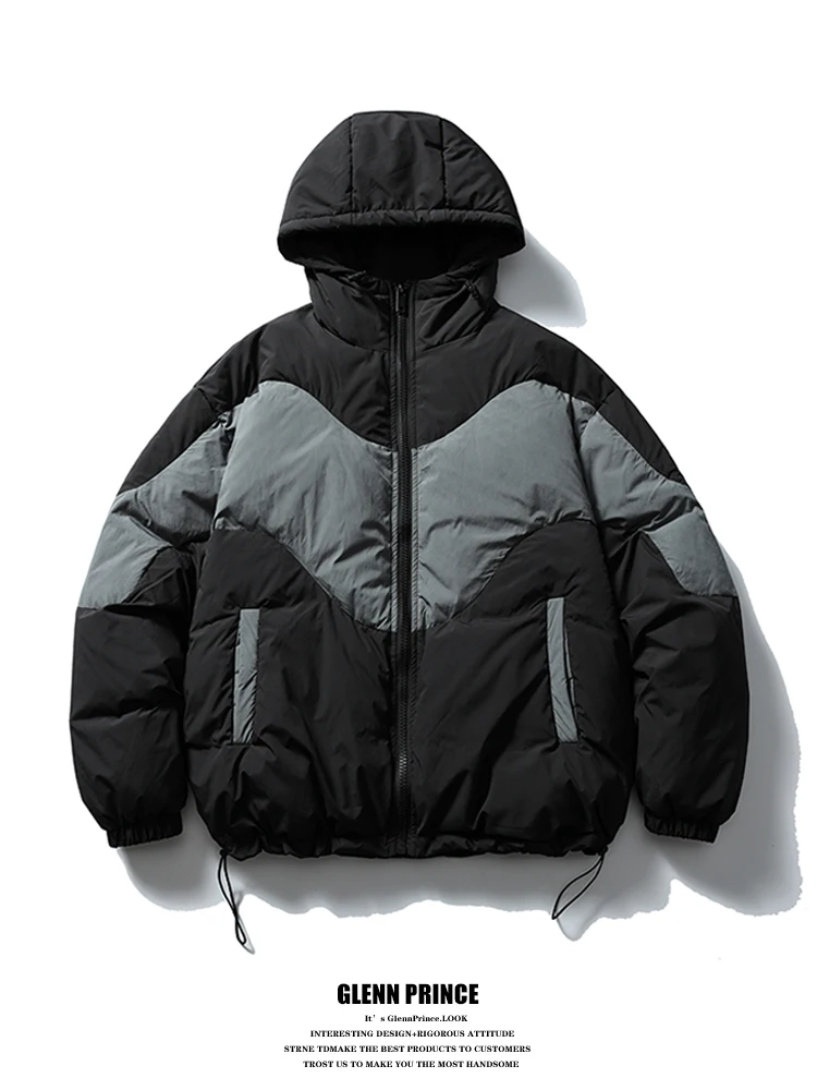 

Зимняя куртка GPstudio American Sle Couple, унисекс, с капюшоном, цвета блок, 90% белый пух, утепленная полиэстеровая ткань