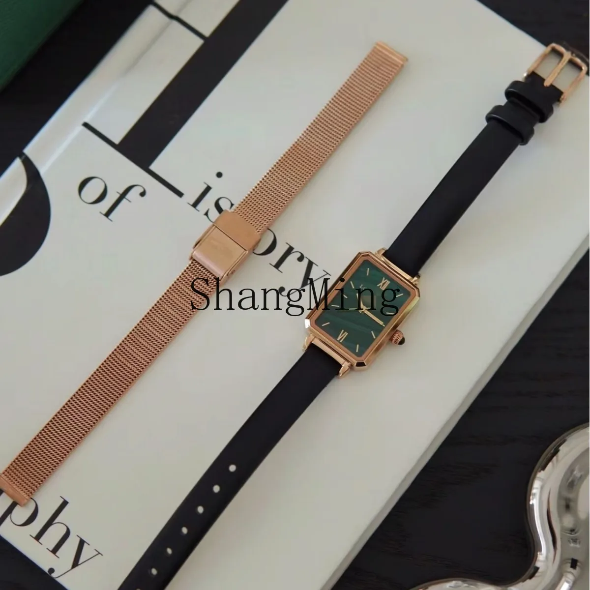 FG rose small green watch quartz temperament women's light luxury watch waterproof belt
