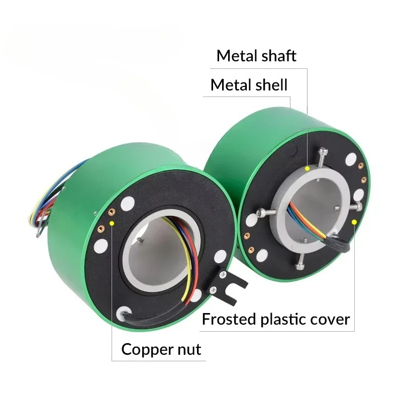 Rotary Electrical Connector 6 Wire 10A/2A Through Hole Size 12.7 mm Outer Diameter 56 mm Slip Ring Conductive Circuit