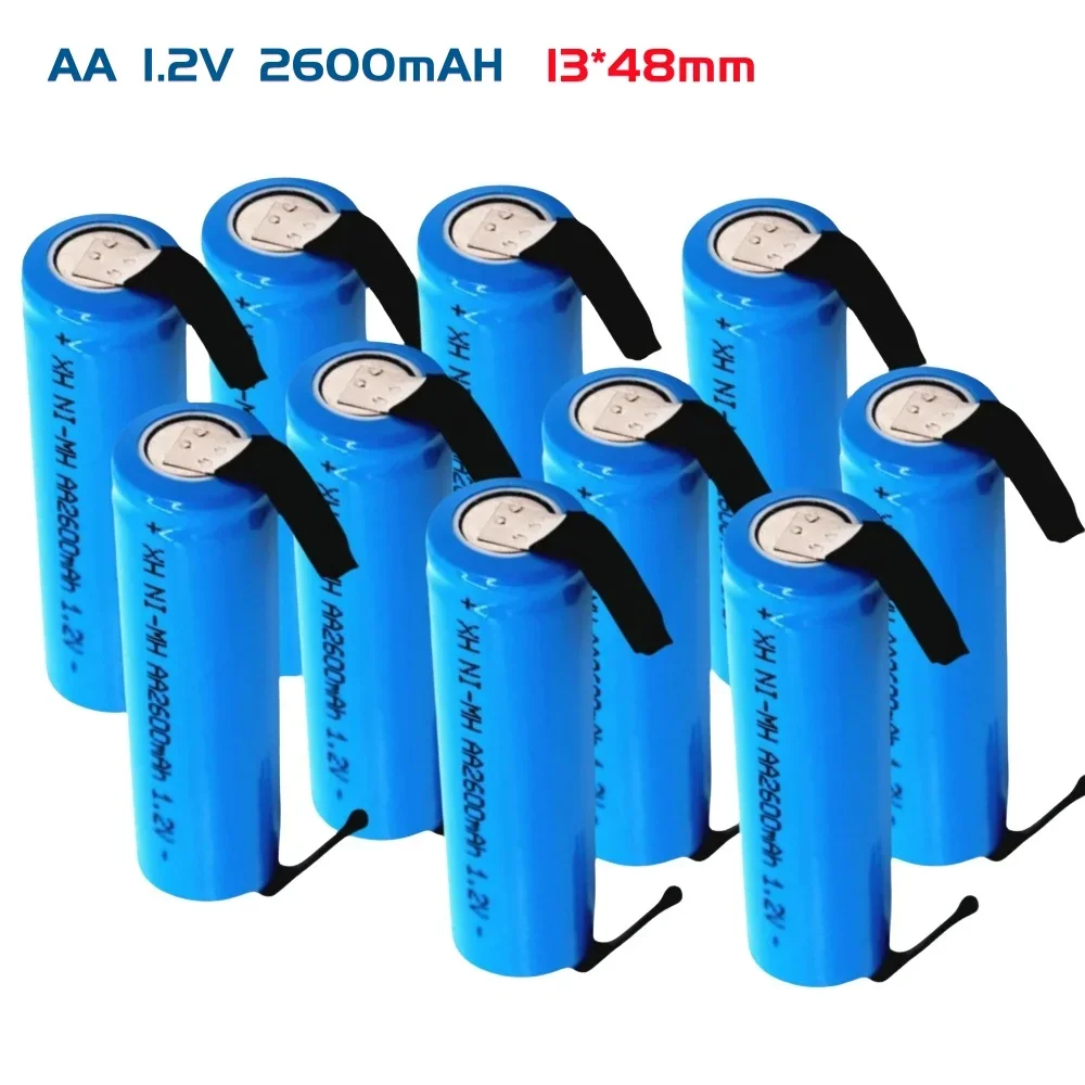 100% nueva batería AA de 1,2 V 2600 mAh, 2 A Ni-MH, carcasa de clavija azul para Afeitadora eléctrica Philips