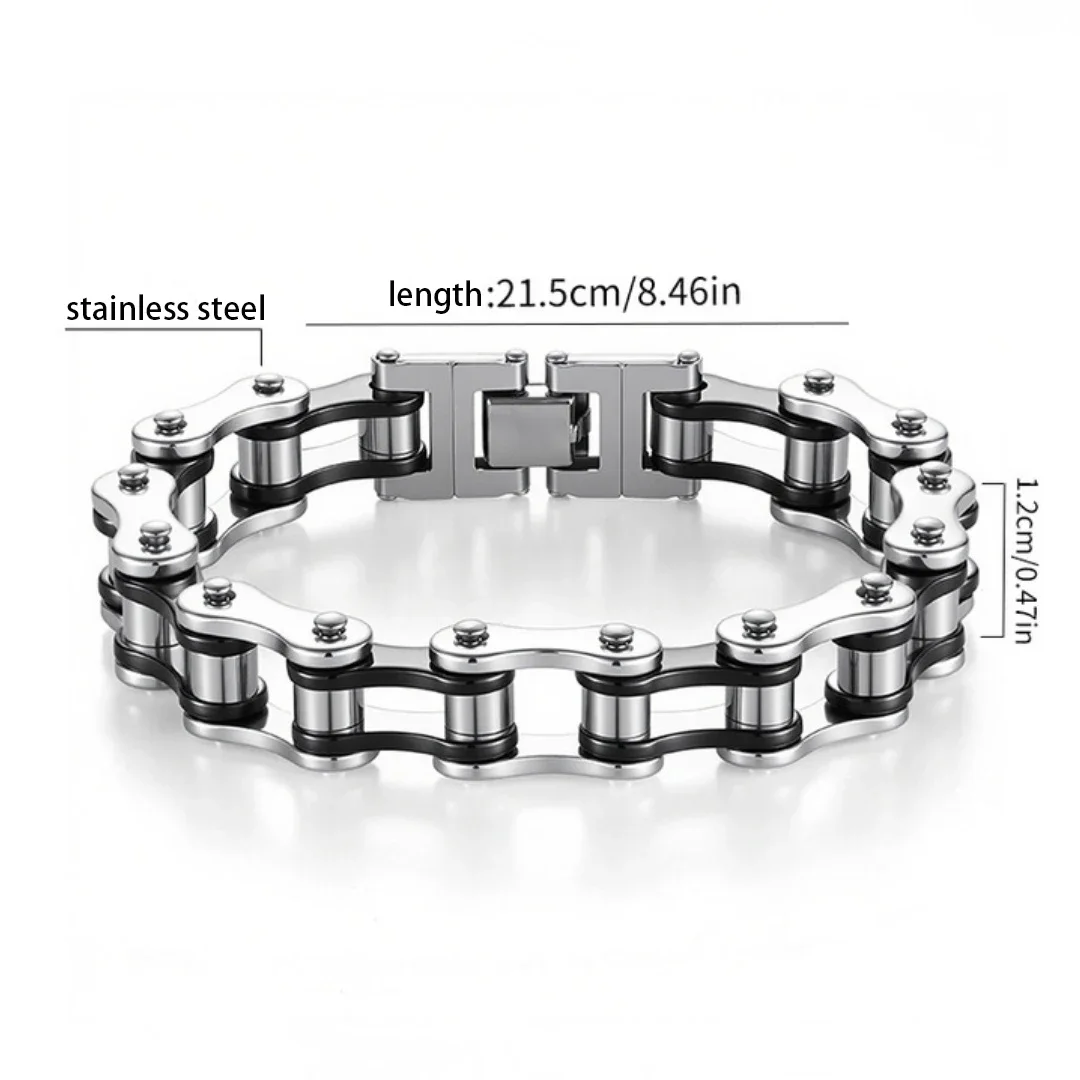 Stainless Steel Bicycle Chain Bracelet, High Polished Personalized Bicycle Chain Bracelet, Rust Resistant Jewelry Gift