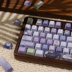 Distant Mountain Lilac Keycap Set Cherry/URE Profile PBT Sublimation Mechanical Keyboard Keycaps Flower Element Purple Key Caps
