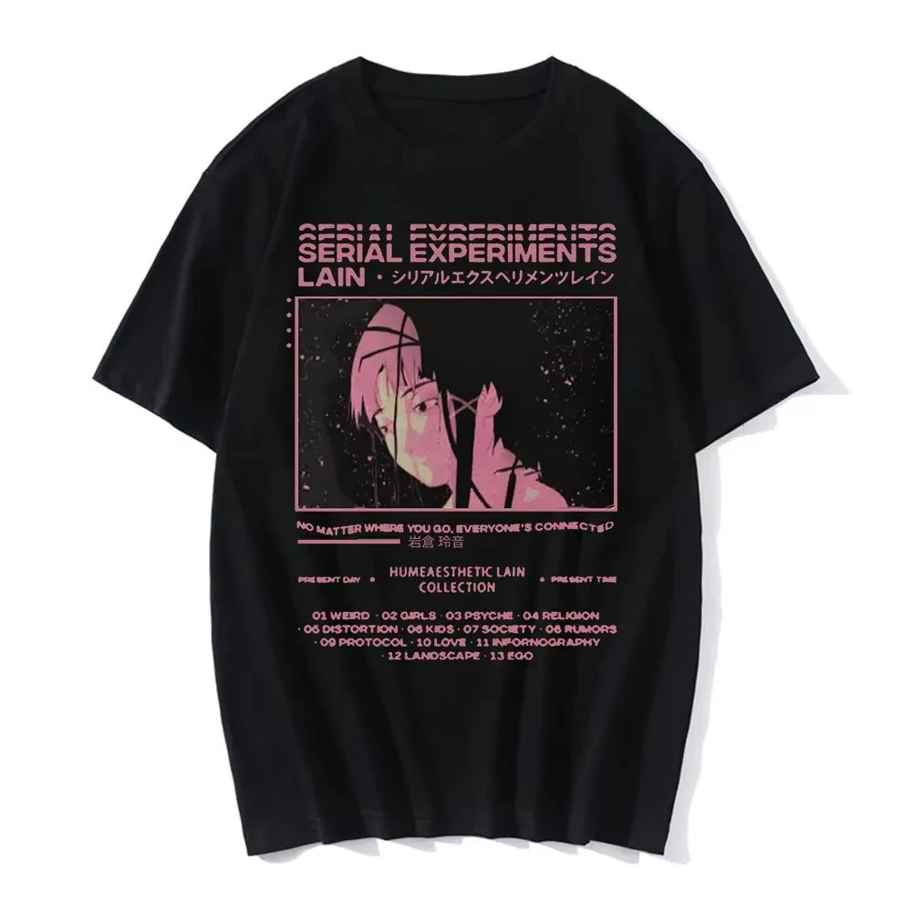 Serial Experiments Lain Wired Connectivity Cyberpunk Classic Anime T-Shirt Cotton Graphic Tee Men Women Summer Streetwear