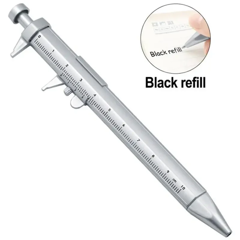 0-100MM Vernier Caliper Marker Pen Ballpoint Pen Silver Gauging Tools Multifunction Measuring Pen Creative Measuring Hand Tool