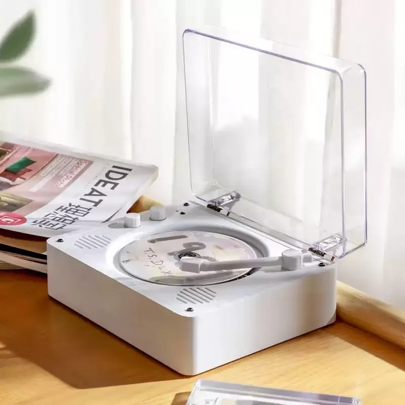 Vintage Mini All-in-One Player Portable Vinyl Turntable CD Player Bluetooth Audio Speaker