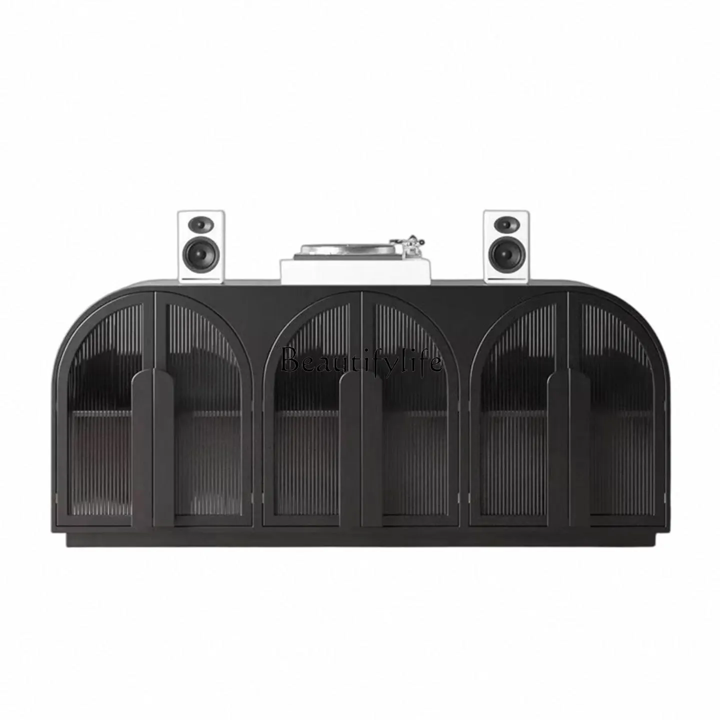 

American retro solid wood TV cabinet French medieval wall Changhong glass arch floor cabinet