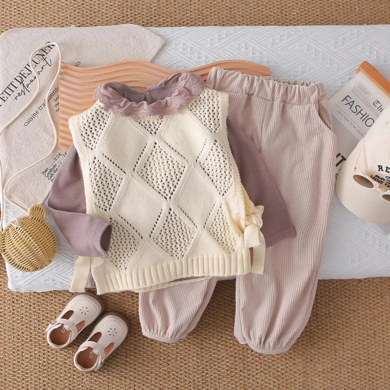 New Spring Autumn Baby Girls Clothes Children Vest T-Shirt Pants 3Pcs/Set Infant Clothing Toddler Casual Costume Kids Tracksuits
