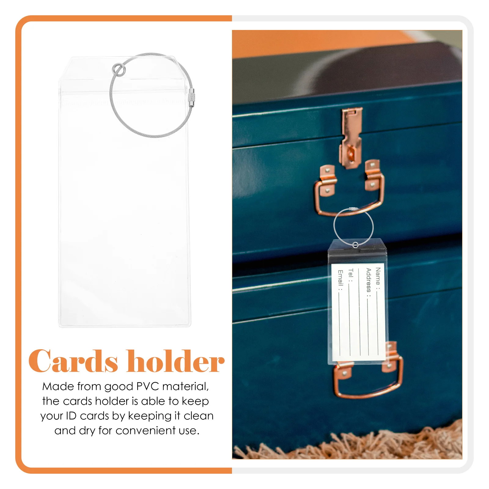

5Sets Luggage Tag Holder Clear PVC Card Sleeves Double-Sided Transparent Badge Cover Id Work Office School Use