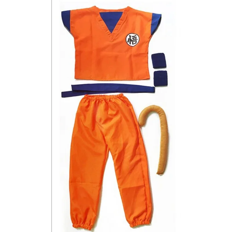 Nuevo ❤ 2025 ropa de goku, traje, disfraces de Cosplay, Top/pantalón/cinturón/cola/pulsera/peluca/zapatos, disfraz de Halloween para adultos y niños ☆ ☆ ☆