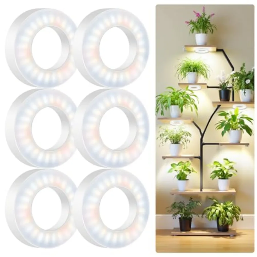 

Plant Light 6 Heads 12V3A Full Spectrum LED Grow Lights for Indoor Plants 3.5" Under Cabinet Grow Lamp for Small Plants with 6/