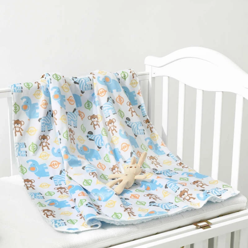 

1Pcs Cartoon Print Baby Blankets Double Layer Fleece Warm Cover Blanket Newborn Infant Toddler Swaddling Blanket Towel Wrap