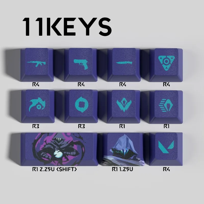 VALORANT New Keycap Shadow 14-key Omen Mini E-sports Set PBT مادة Opacity عبر الشكل مجموعة هدايا