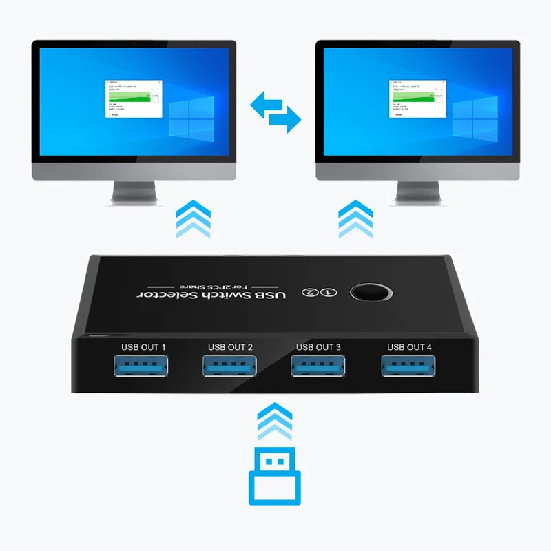 Kabel Switcher KVM USB 3.0 2.0 2 IN 4 OUT untuk Windows10 PC Laptop Keyboard Mouse Printer Berbagi Bluetooth Wifi 4 Perangkat