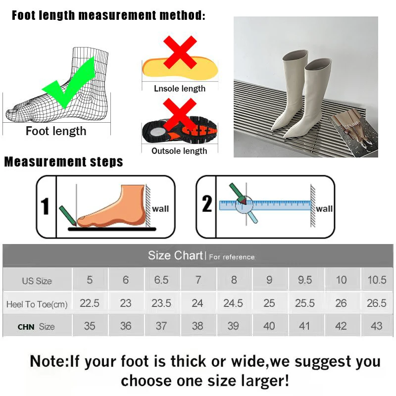 Fashion Women Knee High Boots Slip On Shoes Low Heels Pointe Toe Ladies Shoes Female Footwear Western Modern Long Boots