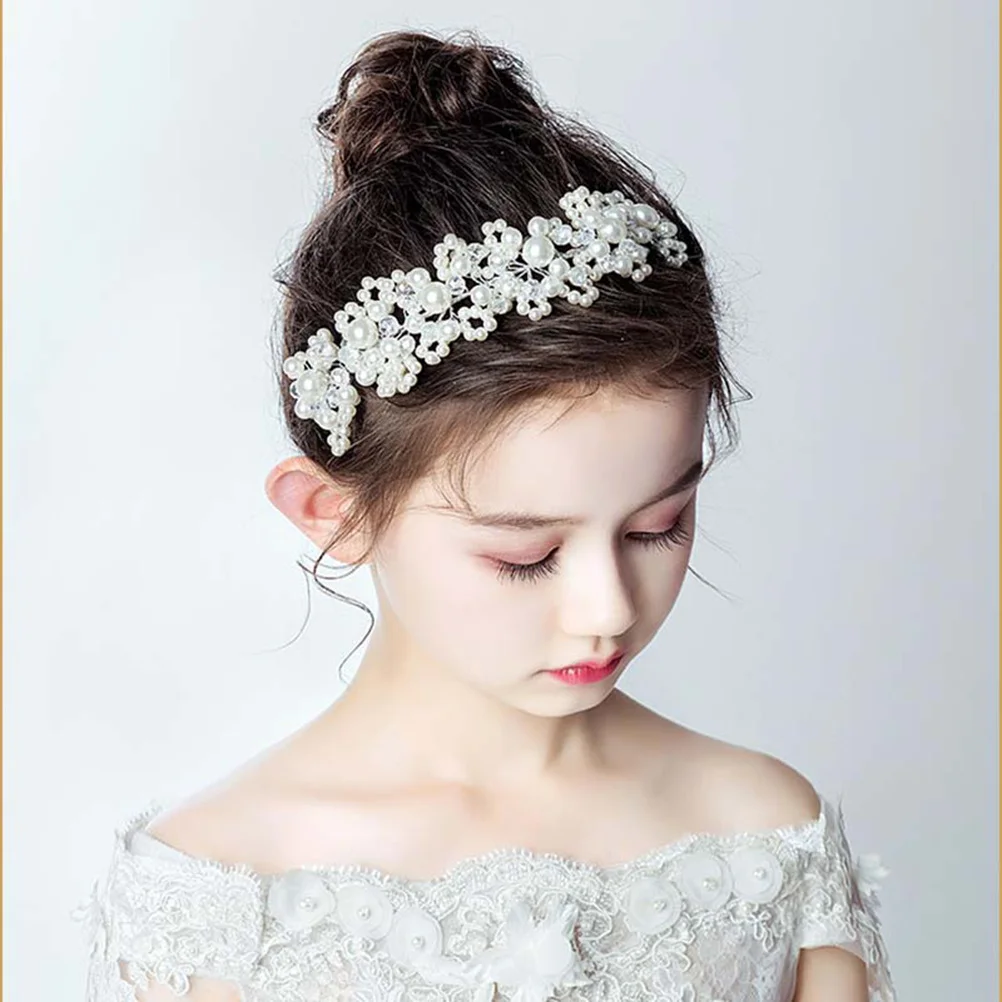 أغطية رأس لحفلات الزفاف من الكريستال واللؤلؤ الاصطناعي الأبيض، إكسسوارات شعر أنيقة لحفلات الزفاف، رباط شعر رقيق من حجر الراين للعرائس #3