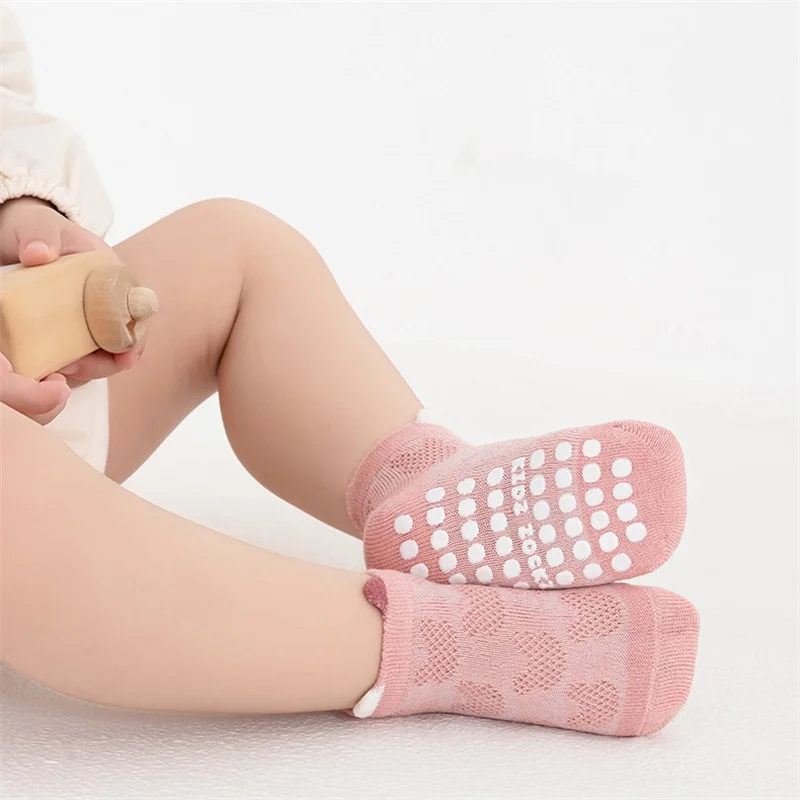 4Pairs/lot Children's Boy Girl Socks Anti Silp Spring Summer Thin Baby Mesh Short Sock For Boys Kids Floor Toddler Sock Non-slip