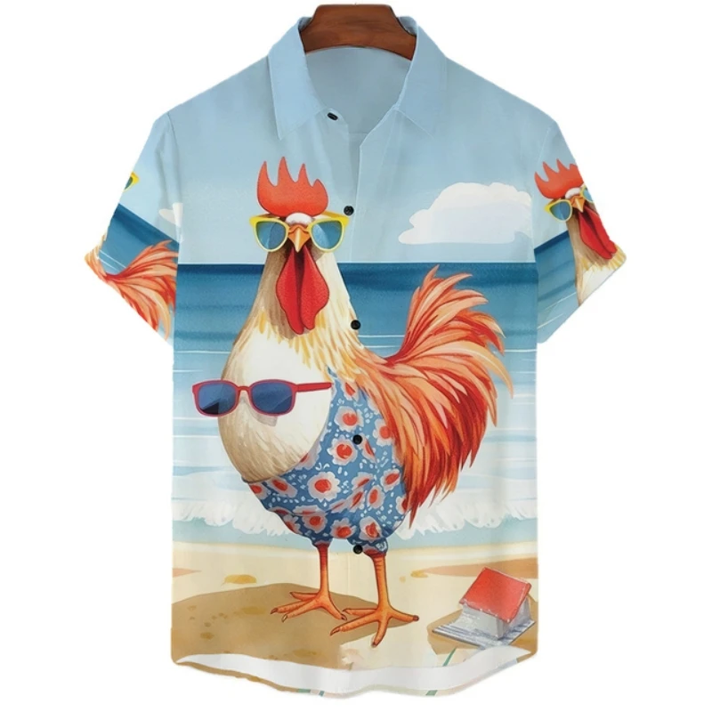 2024 Hawaiian Parrot Coconut Men\'s Shirts Retro Oversized Fashion Car Casual Floral Short Sleeves Tree Clothing Loose Summer