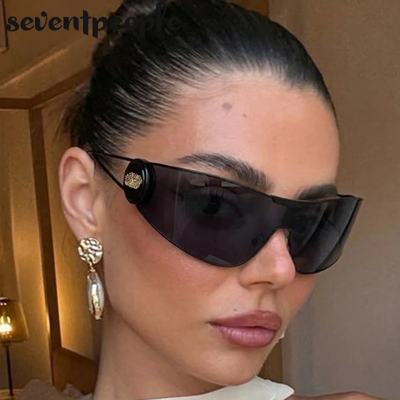 

Y2K Punk One-Piece Shield Sunglasses Women 2026 Luxury Brand Trendy Sports Windproof Sun Glasses Wrap Around Goggle Shades UV400