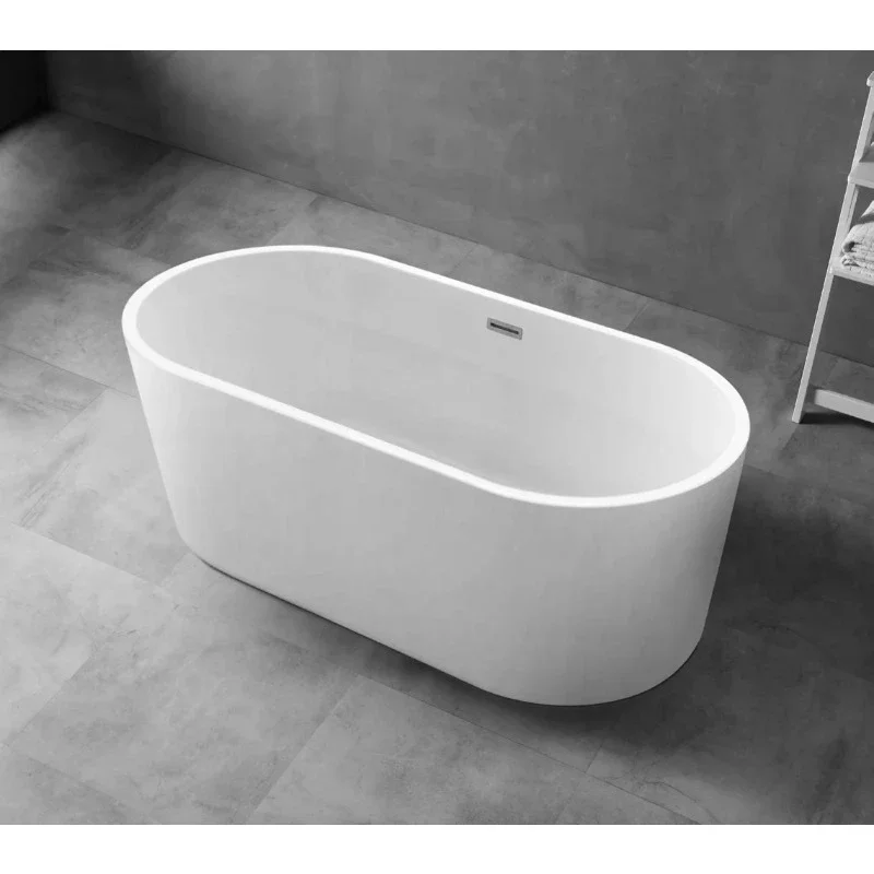 High quality 150cm white acrylic freestanding bathtub luxurious rectangular oval patterned bathtub
