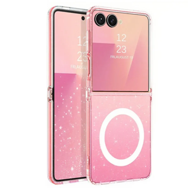Magnetische Bling Glitter Klare Handyhülle für Magsafe Samsung Galaxy Z Flip 7, 6, 5, 4, 3, Flip7, Mag Safe, Mädchen und Frauen, stoßfeste Abdeckung