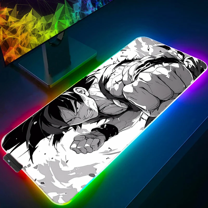 

RGB Large Anime Mouse pad dragon Ball pc speed For e-sports players Backlight Laptop Computer Keyboard LED xxl 900x400 mousepad