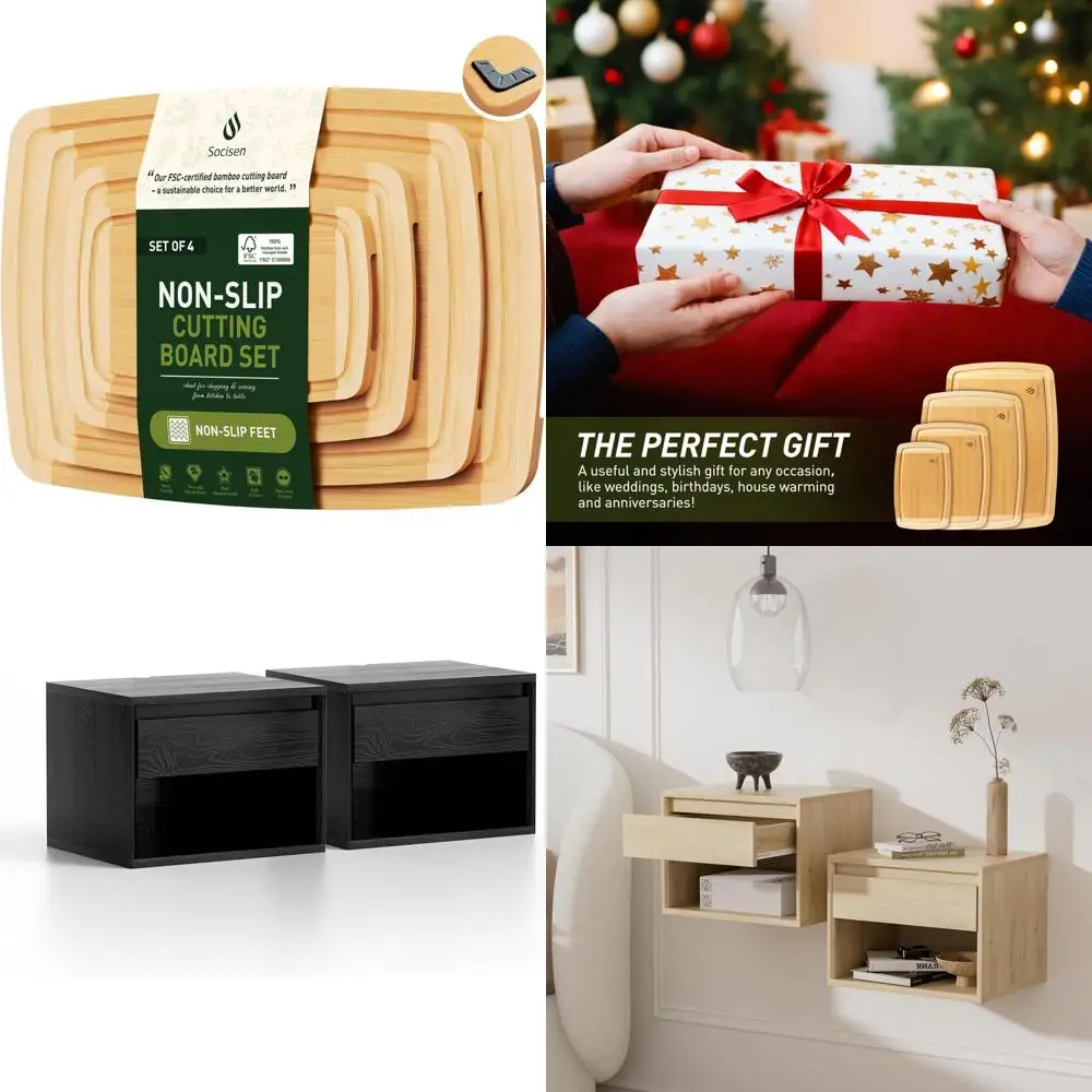 

Non-Slip Bamboo Cutting Board Set for Men - Ideal Husband Birthday, Christmas, Valentine's, and Father's Day Gifts from Wife